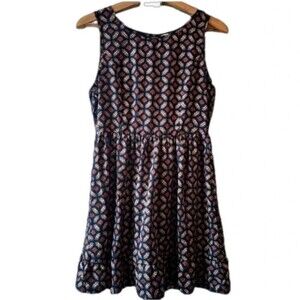 Vintage Blue Geometric print sundress Medium mini Y2K​ sleeveless cowgirl boho